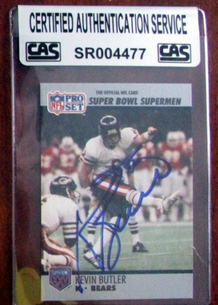 KEVIN BUTLER 'SUPER BOWL' SIGNED CARD - CAS AUTHENTICATED