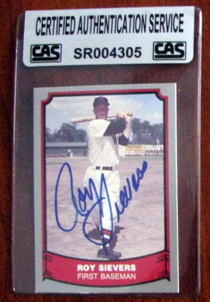 ROY SIEVERS SIGNED BASEBALL LEGENDS CARD w/CAS AUTHENTICATION