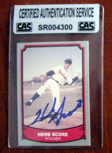 HERB SCORE SIGNED BASEBALL LEGENDS CARD w/CAS AUTHENTICATION