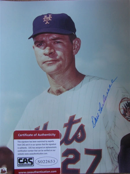 DON CARDWELL SIGNED 8 X 10 PHOTO -1969 N.Y. METS - w/CAS COA