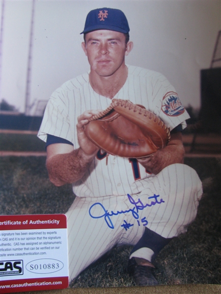 JERRY GROTE SIGNED 8 X 10 PHOTO -1969 N.Y. METS - w/CAS COA