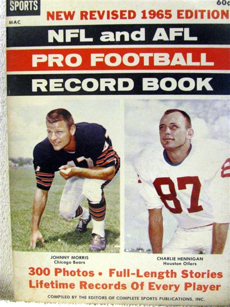 1965 NFL AND AFL PRO FOOTBALL RECORD BOOK 