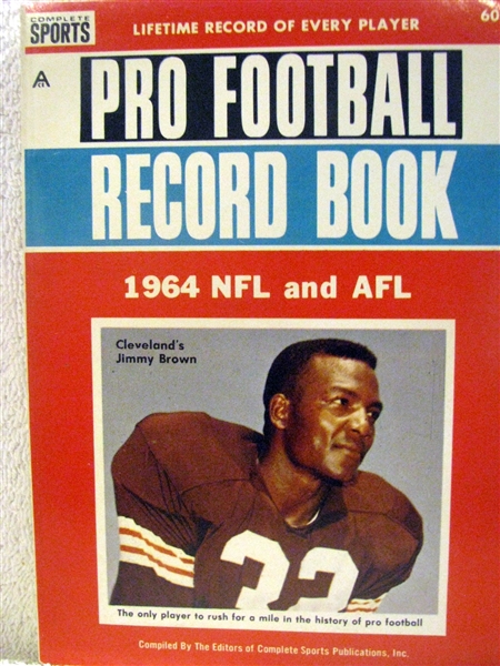 1964 NFL AND AFL PRO FOOTBALL RECORD BOOK w/JIM BROWN COVER