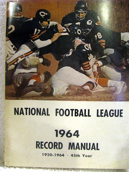 1964 NFL RECORD & RULES MANUAL - BEARS COVER
