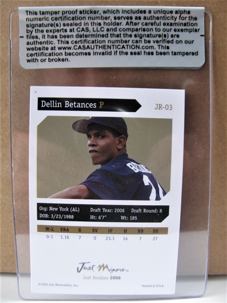 DELLIN BETANCES SIGNED BASEBALL CARD /CAS AUTHENTICATED