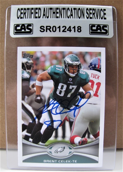BRENT CELEK SIGNED FOOTBALL CARD /CAS AUTHENTICATED