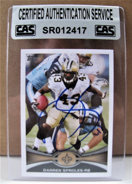 DARREN SPROLES SIGNED FOOTBALL CARD /CAS AUTHENTICATED