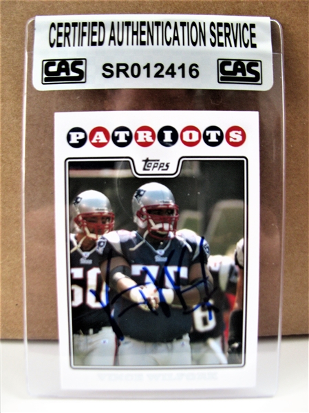 VINCE WILFORK SIGNED FOOTBALL CARD /CAS AUTHENTICATED