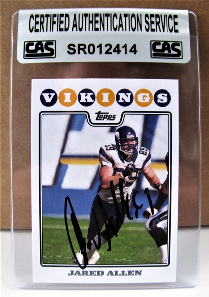 JARED ALLEN SIGNED FOOTBALL CARD /CAS AUTHENTICATED