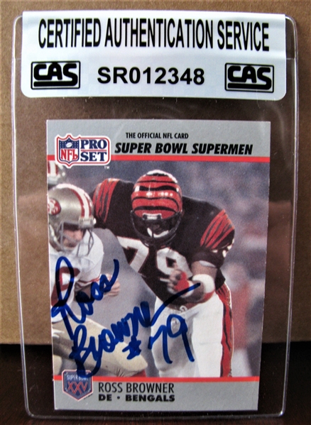 ROSS BROWNER SIGNED FOOTBALL CARD /CAS AUTHENTICATED