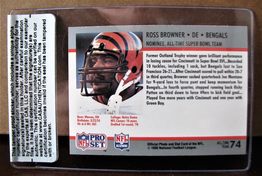ROSS BROWNER SIGNED FOOTBALL CARD /CAS AUTHENTICATED