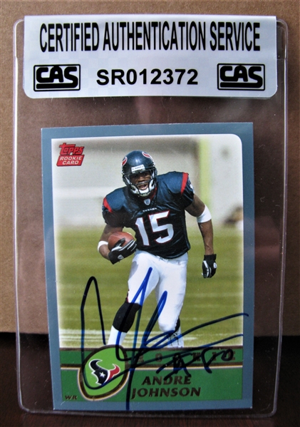 ANDRE JOHNSON SIGNED FOOTBALL CARD /CAS AUTHENTICATED