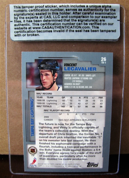VINCENT LECAVALIER SIGNED HOCKEY CARD /CAS AUTHENTICATED