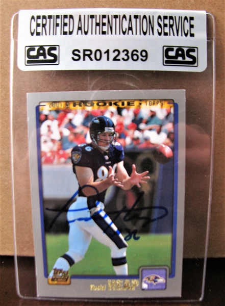 TODD HEAP SIGNED FOOTBALL CARD /CAS AUTHENTICATED