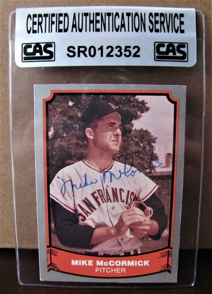 MIKE McCORMICK SIGNED BASEBALL CARD /CAS AUTHENTICATED