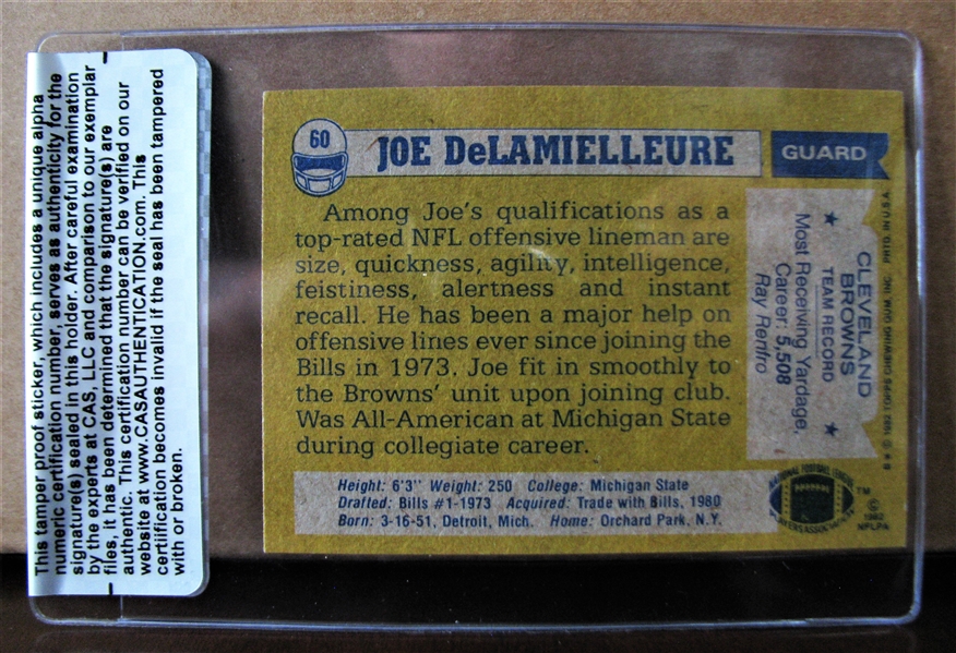JOE DELAMIELLURE SIGNED FOOTBALL CARD /CAS AUTHENTICATED