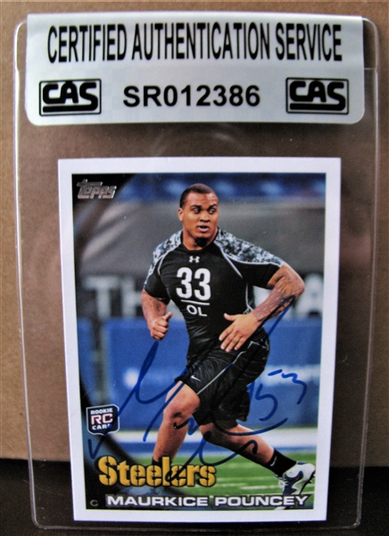 MAURKICE POUNCEY SIGNED FOOTBALL CARD /CAS AUTHENTICATED