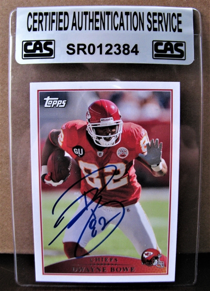 DWAYNE BOWE SIGNED FOOTBALL CARD /CAS AUTHENTICATED