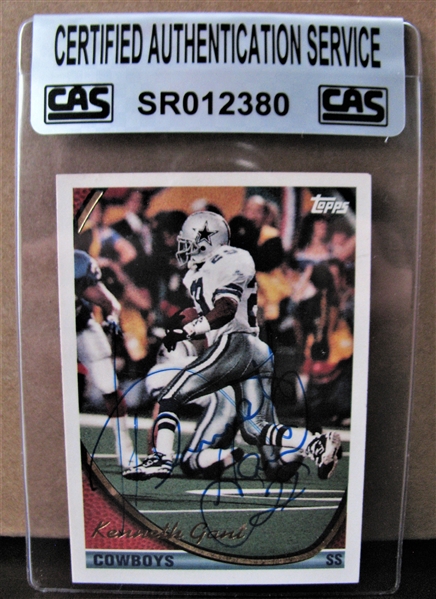 KENNETH GANT SIGNED FOOTBALL CARD /CAS AUTHENTICATED