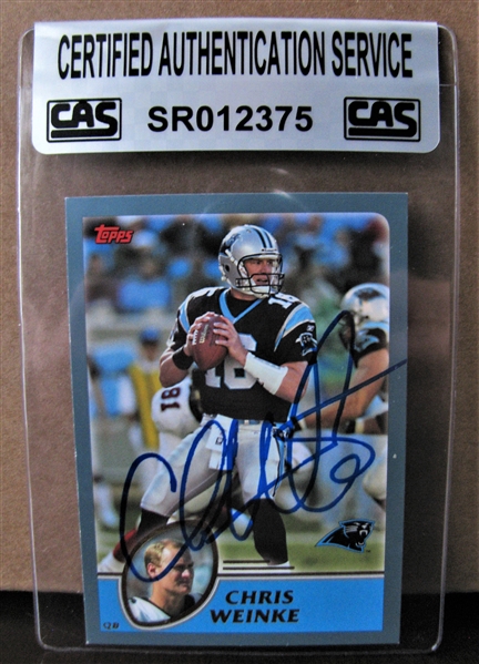CHRIS WEINKE SIGNED FOOTBALL CARD /CAS AUTHENTICATED