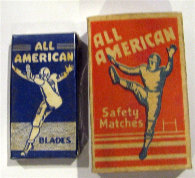 VINTAGE ALL-AMERICAN MATCH BOX & RAZOR BLADE PACK