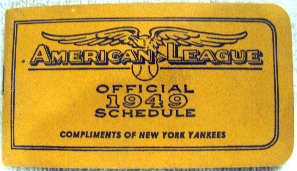 1949 AMERICAN LEAGUE SCHEDULE BOOKLET - NEW YORK YANKEES ISSUE