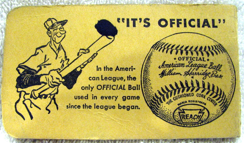 1950  AMERICAN LEAGUE SCHEDULE BOOKLET - WASHINGTON NATIONALS ISSUE