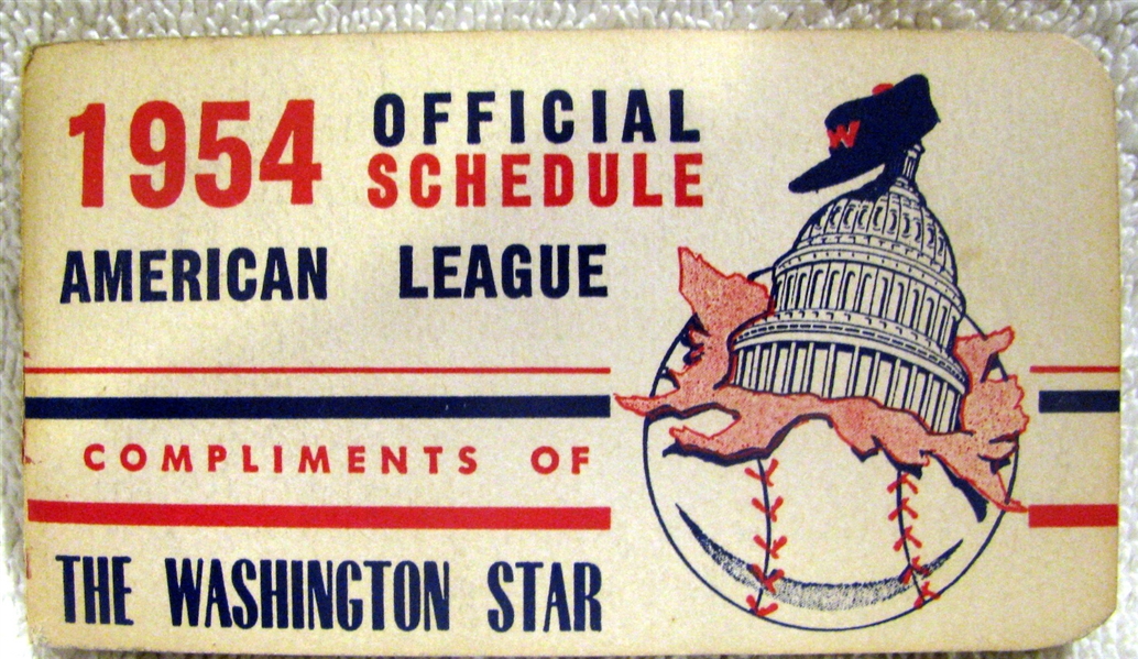 1954 AMERICAN LEAGUE SCHEDULE BOOKLET - WASHINGTON NATIONALS ISSUE