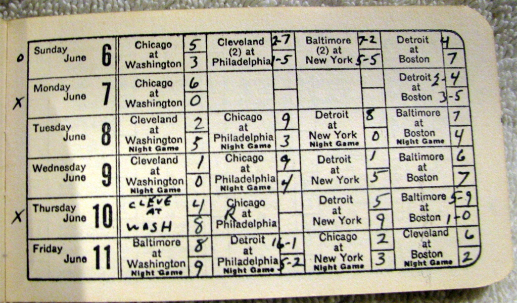 1954 AMERICAN LEAGUE SCHEDULE BOOKLET - WASHINGTON NATIONALS ISSUE