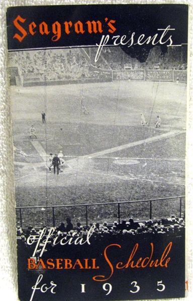 1935 BASEBALL SCHEDULE BOOKLET