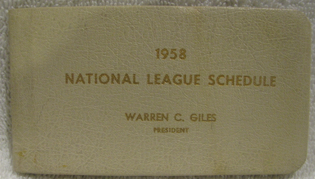 1958 NATIONAL LEAGUE SCHEDULE BOOKLET- NATIONAL LEAGUE ISSUE