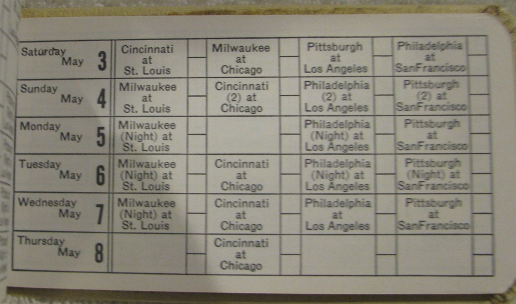 1958 NATIONAL LEAGUE SCHEDULE BOOKLET- NATIONAL LEAGUE ISSUE