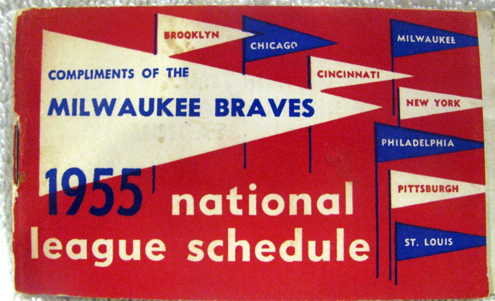 1955 NATIONAL LEAGUE SCHEDULE BOOKLET - MILWAUKEE BRAVES ISSUE
