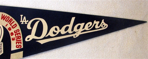 1963 LOS ANGELES DODGERS WORLD SERIES PHOTO PENNANT