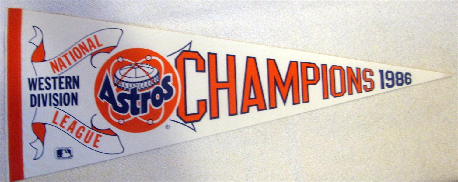 1986 HOUSTON ASTROS N.L. WESTERN DIVISION CHAMPIONS PENNANT