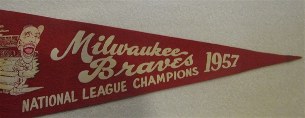 1957 MILWAUKEE BRAVES NATIONAL LEAGUE CHAMPIONS PENNANT