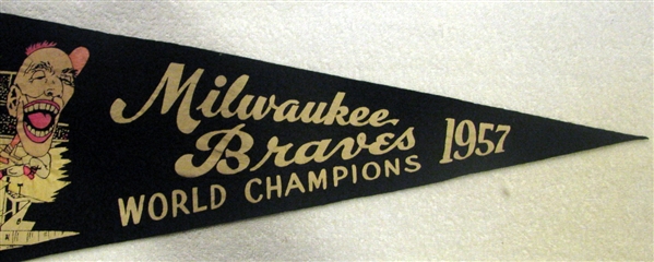 1957 MILWAUKEE BRAVES WORLD CHAMPIONS PENNANT