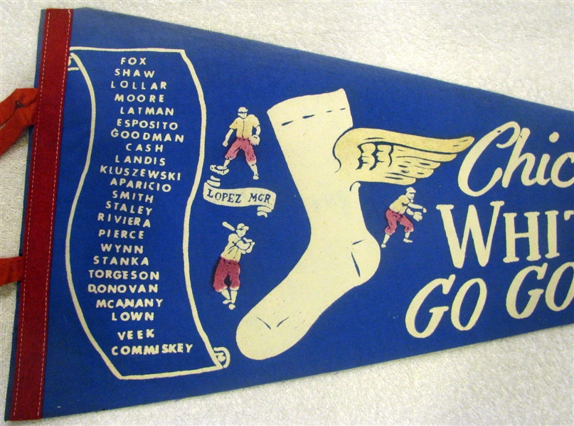 1959 CHICAGO WHITE SOX GO GO CHAMPS SCROLL PENNANT