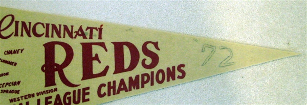 1972 CINCINNATI REDS NATIONAL LEAGUE CHAMPIONS PENNANT