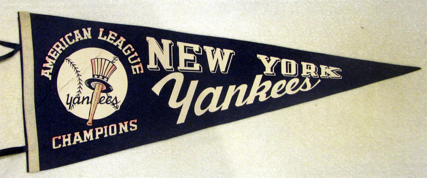 40's/50's NEW YORK YANKEES AMERICAN LEAGUE CHAMPIONS PENNANT