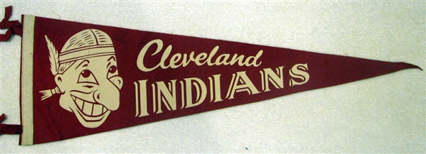50's CLEVELAND INDIANS PENNANT w/CHIEF WAHOO
