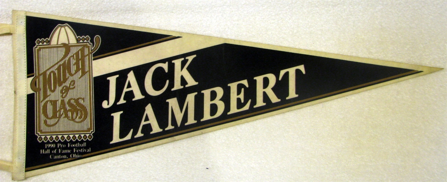 1990 JACK LAMBERT PITTSBURGH STEELERS HALL OF FAME PENNANT