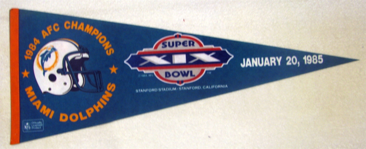VINTAGE SUPER BOWL XIX PENNANT - DOLPHINS ISSUE