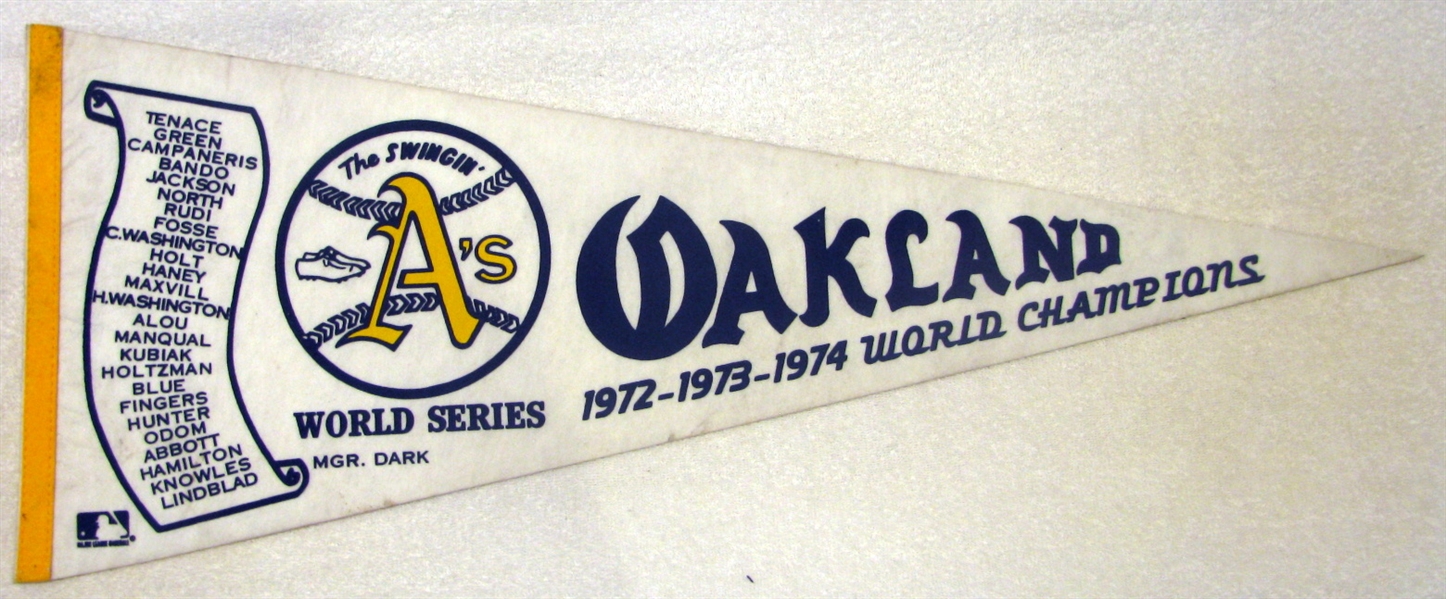 1972-73-74 OAKLAND ATHLETICS 'WORLD CHAMPIONS PENNANT