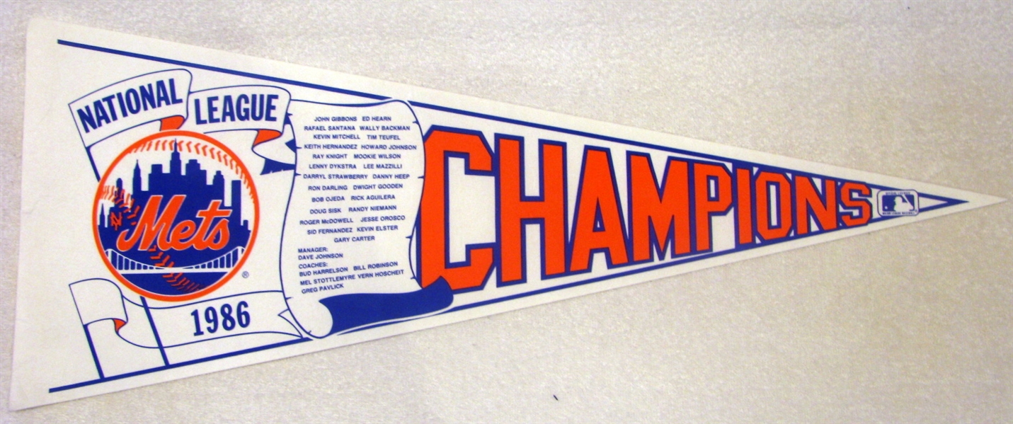 1986 NEW YORK METS NATIONAL LEAGUE CHAMPIONS PENNANT