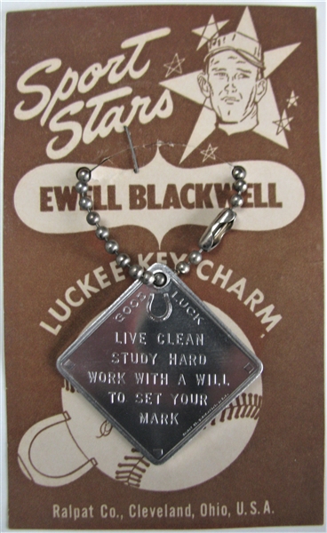 VINTAGE 50's EWELL BLACKWELL LUCKY KEY CHARM w/HEADER CARD