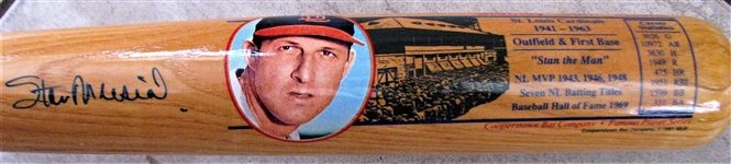 STAN MUSIAL SIGNED COOPERSTWON PICTURE BAT w/SGC COA