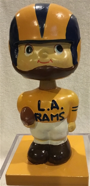 1959 LOS ANGELES RAMS WOOD BASE' BOBBING HEAD w/RARE GOLD UNIFORM