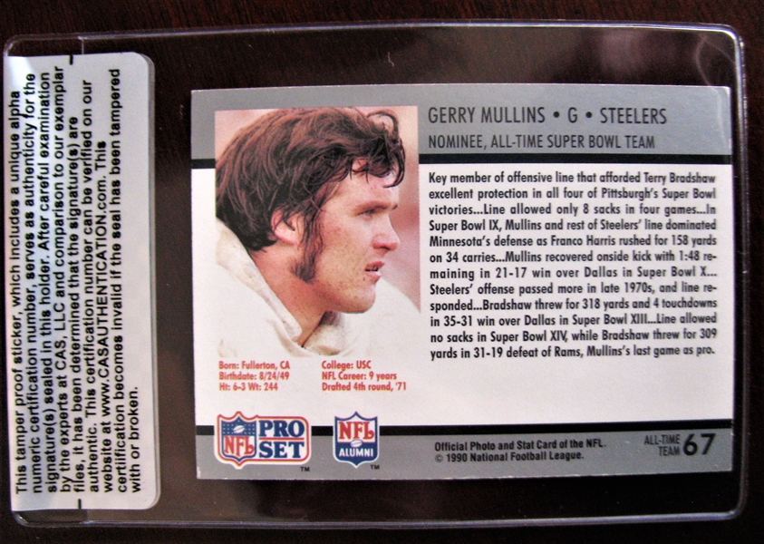 GERRY MULLINS SIGNED FOOTBALL CARD /CAS AUTHENTICATED  