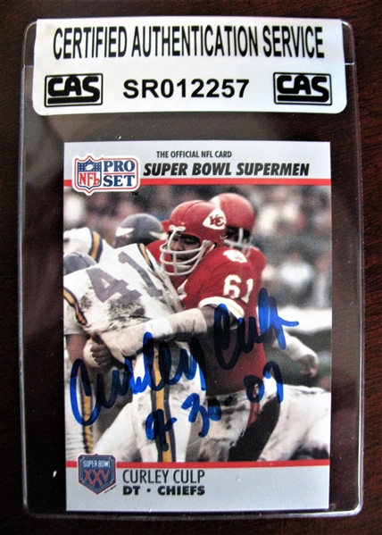 CURLEY CULP SIGNED FOOTBALL CARD /CAS AUTHENTICATED  